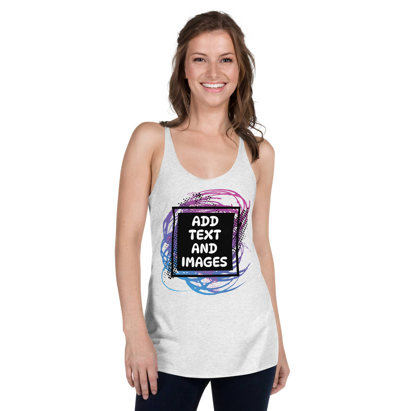 ce_dyo-apparel-womens-lightweight-racerback-tank-top-nl6733-heather-white-front-main 6733 Ladies' Triblend Racerback Tank - Image 1